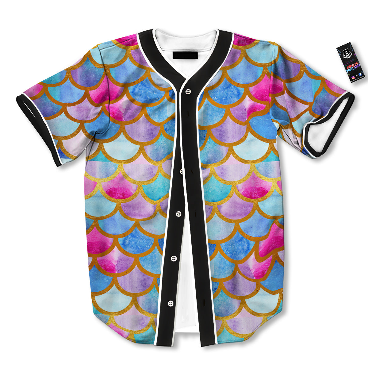 Mermaid Colorful Print Pattern Baseball Jersey-grizzshop