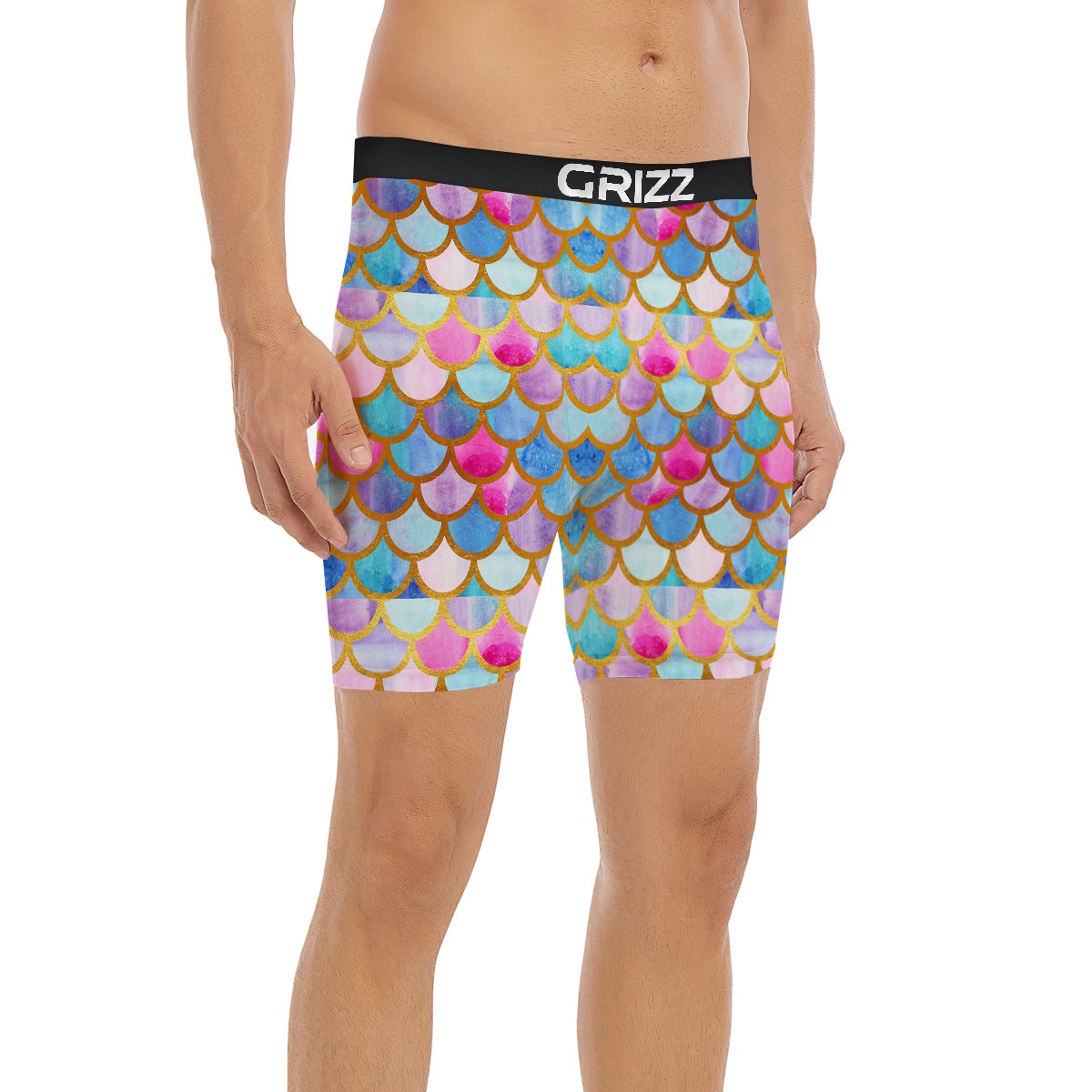 Mermaid Colorful Print Pattern Boxer Briefs-grizzshop