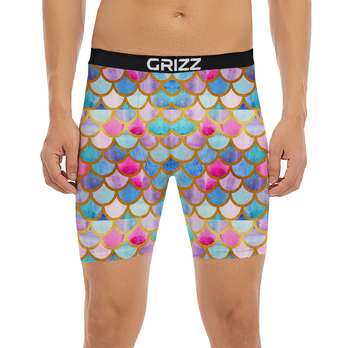 Mermaid Colorful Print Pattern Boxer Briefs-grizzshop