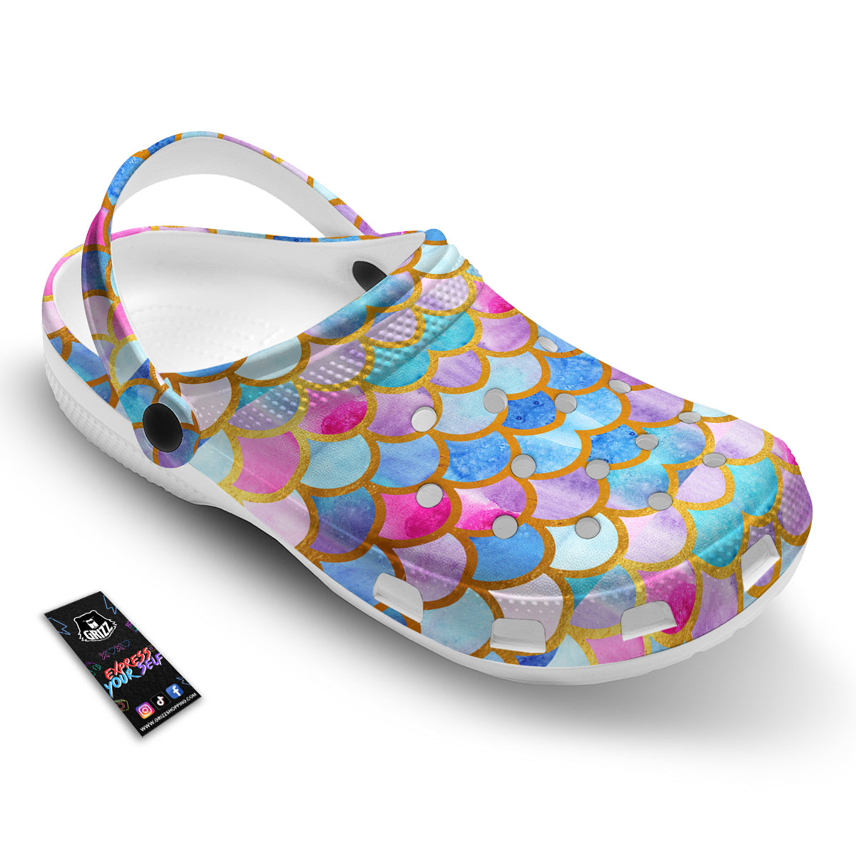 Mermaid Colorful Print Pattern Clog-grizzshop