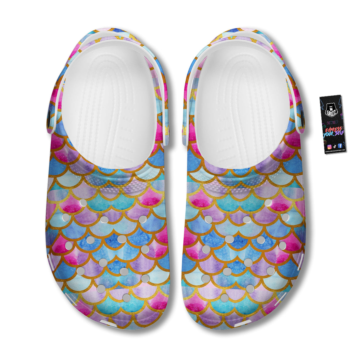 Mermaid Colorful Print Pattern Clog-grizzshop
