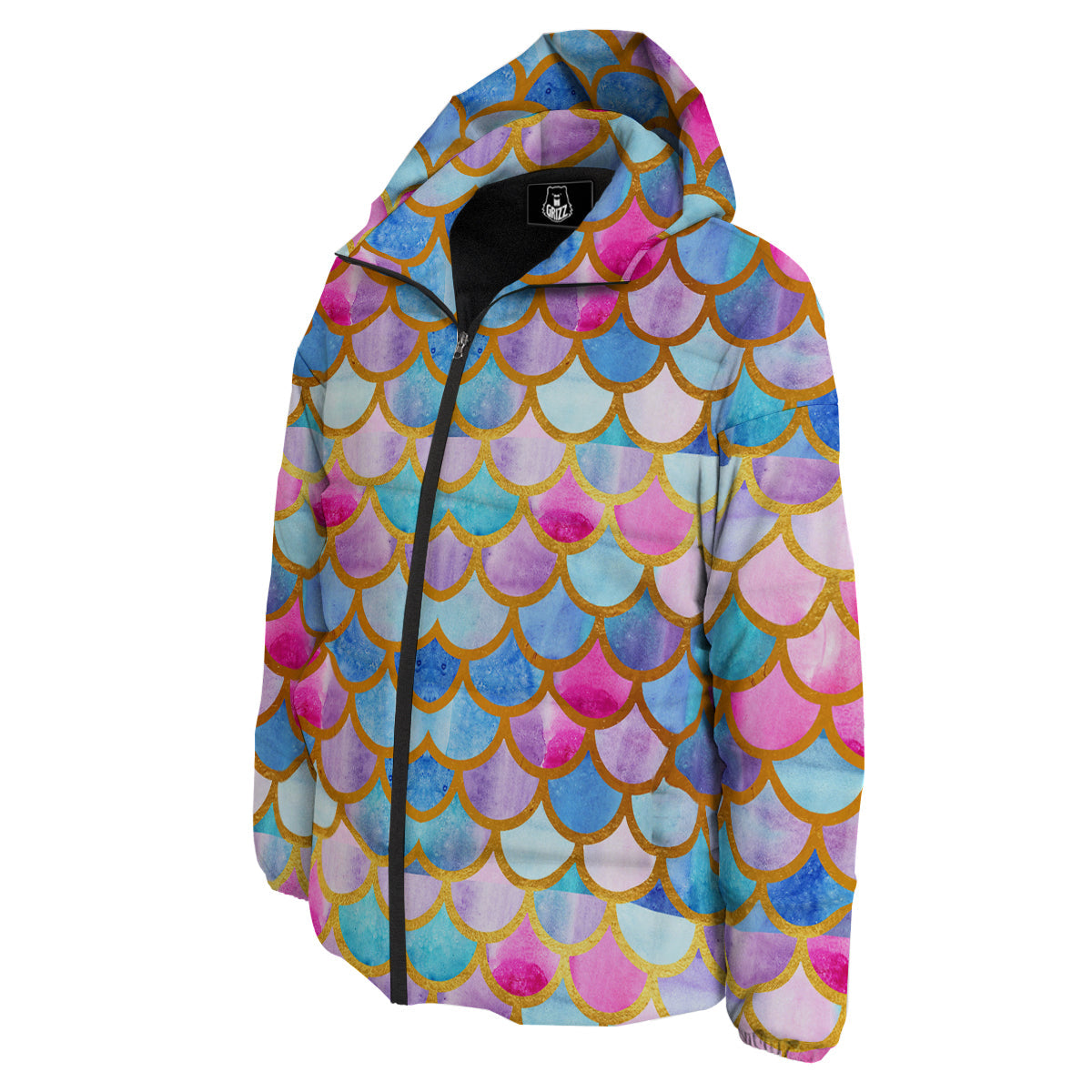 Mermaid Colorful Print Pattern Down Jacket-grizzshop