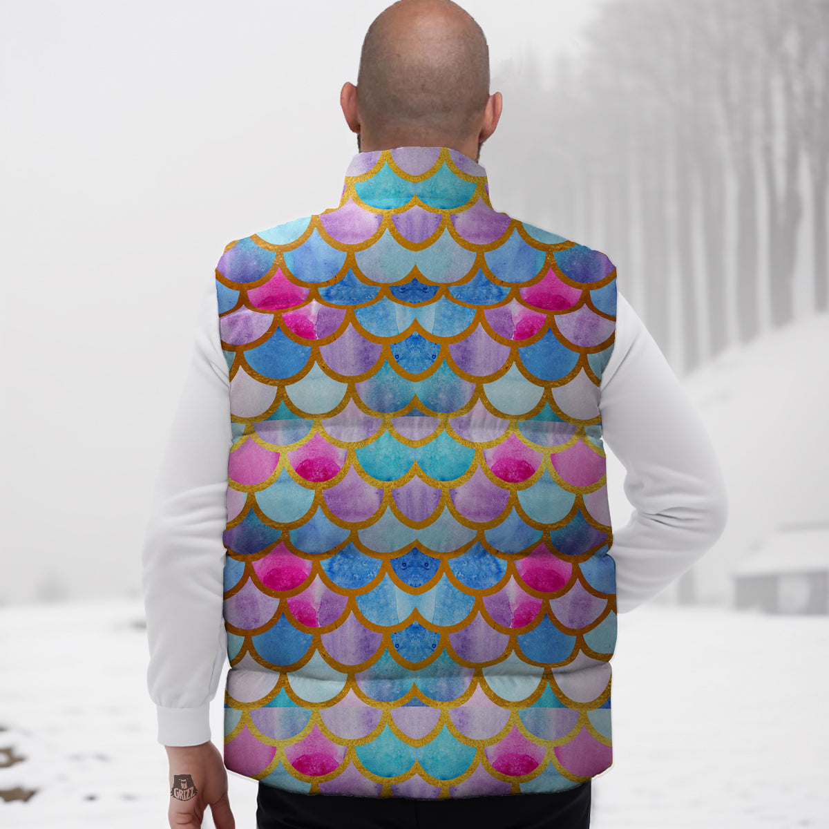 Mermaid Colorful Print Pattern Down Vest