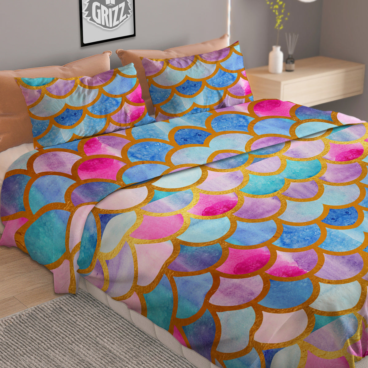 Mandala Om Gold Print Duvet Cover Bedding Set