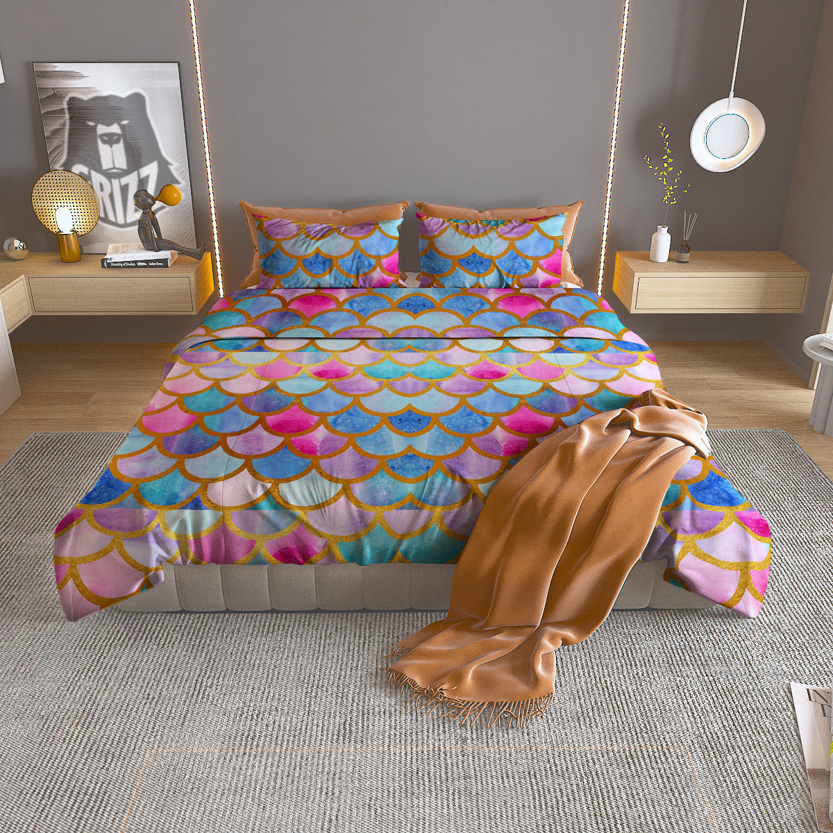 Mandala Om Gold Print Duvet Cover Bedding Set