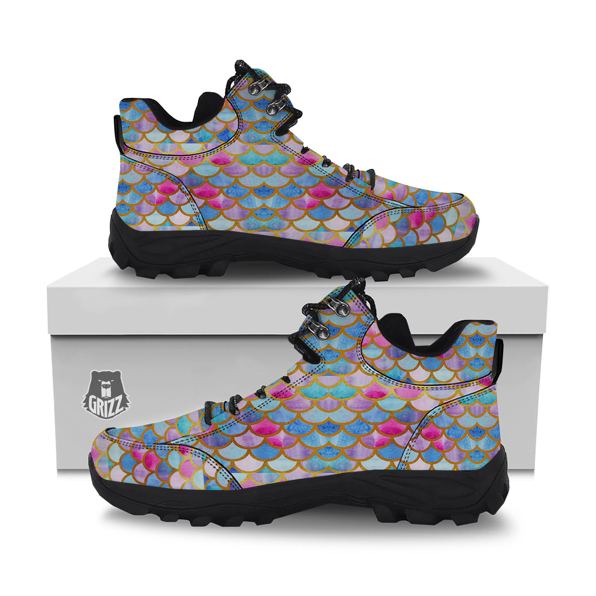 Mermaid Colorful Print Pattern Hiking Shoes-grizzshop