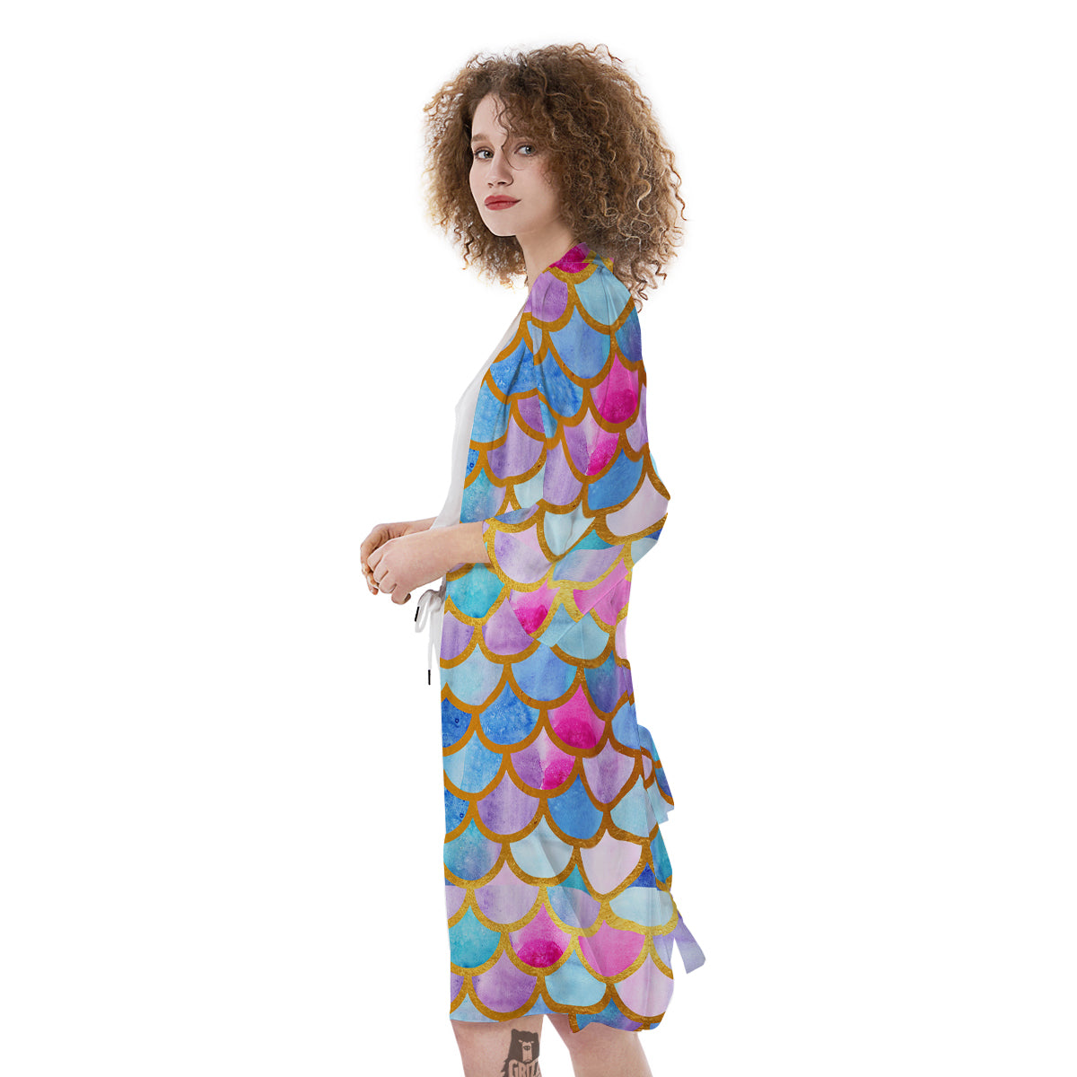 Mermaid Colorful Print Pattern Kimono-grizzshop