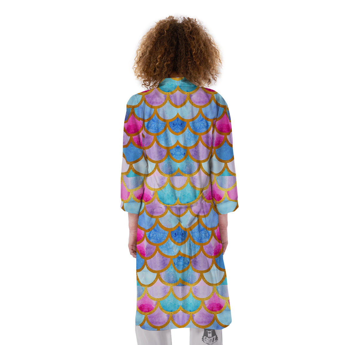 Mermaid Colorful Print Pattern Kimono-grizzshop