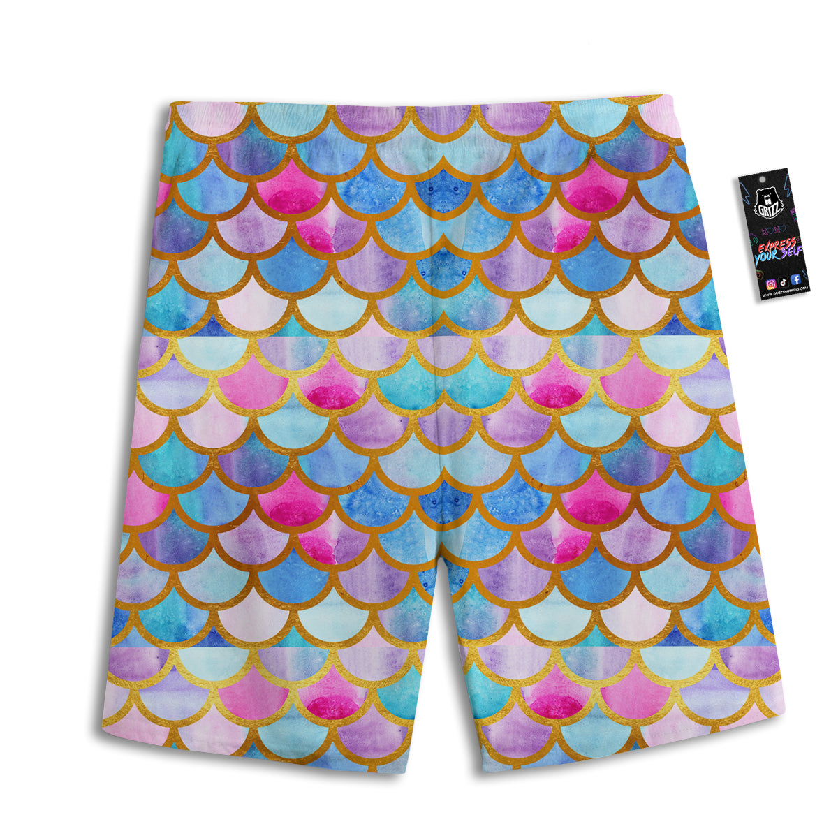 Mermaid Colorful Print Pattern Men's Athletic Shorts