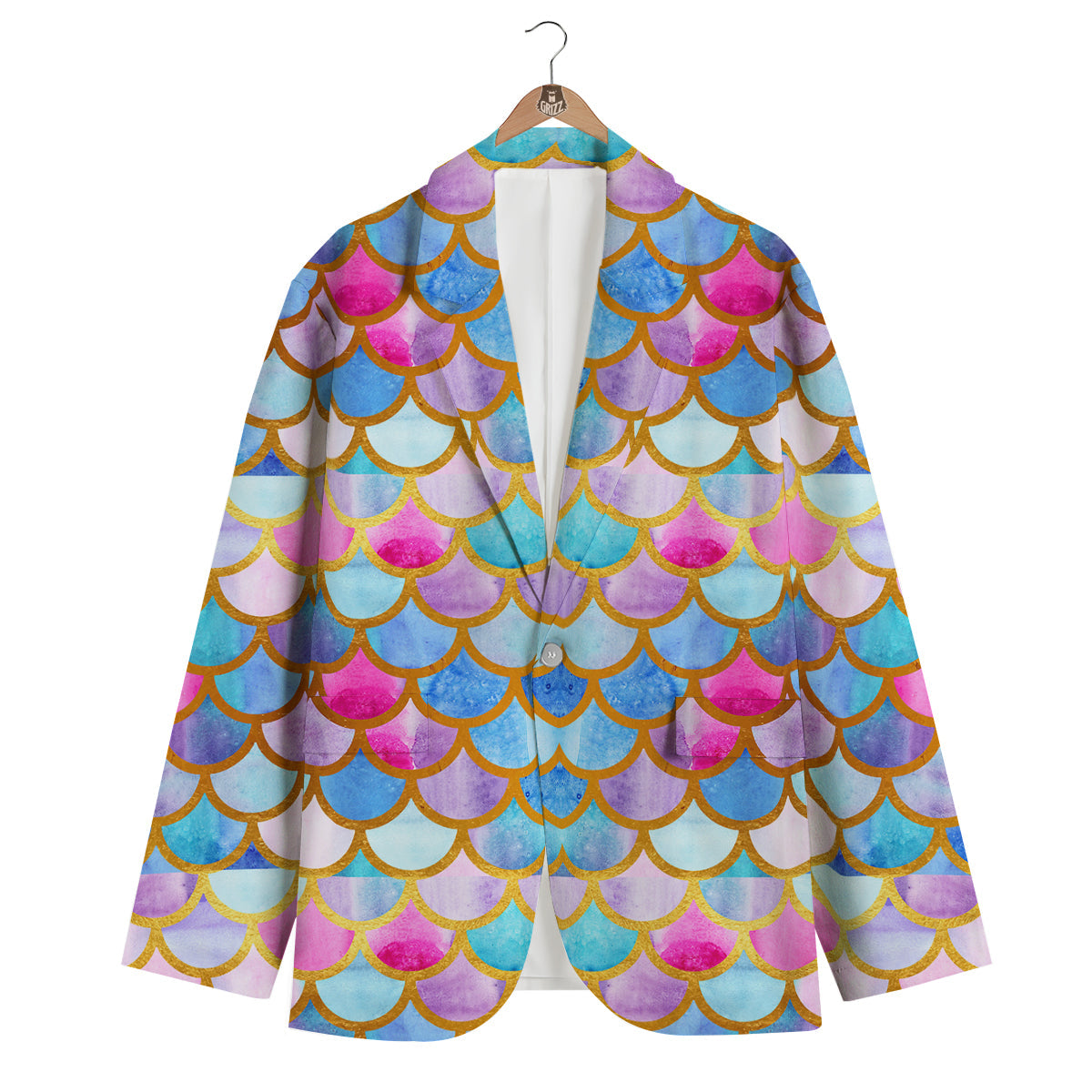 Mermaid Colorful Print Pattern Men's Blazer-grizzshop