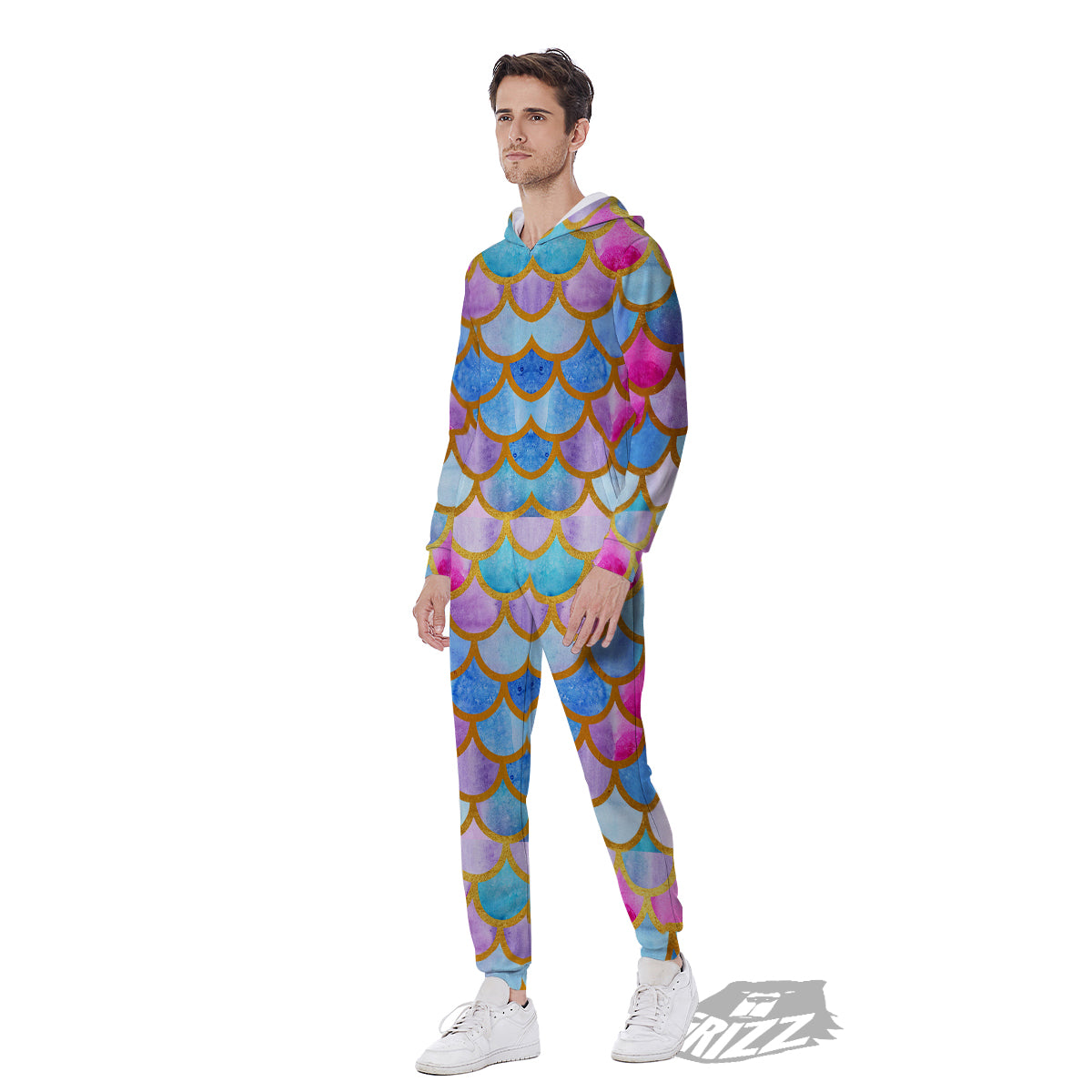 Mermaid Colorful Print Pattern Men's Jumpsuit-grizzshop