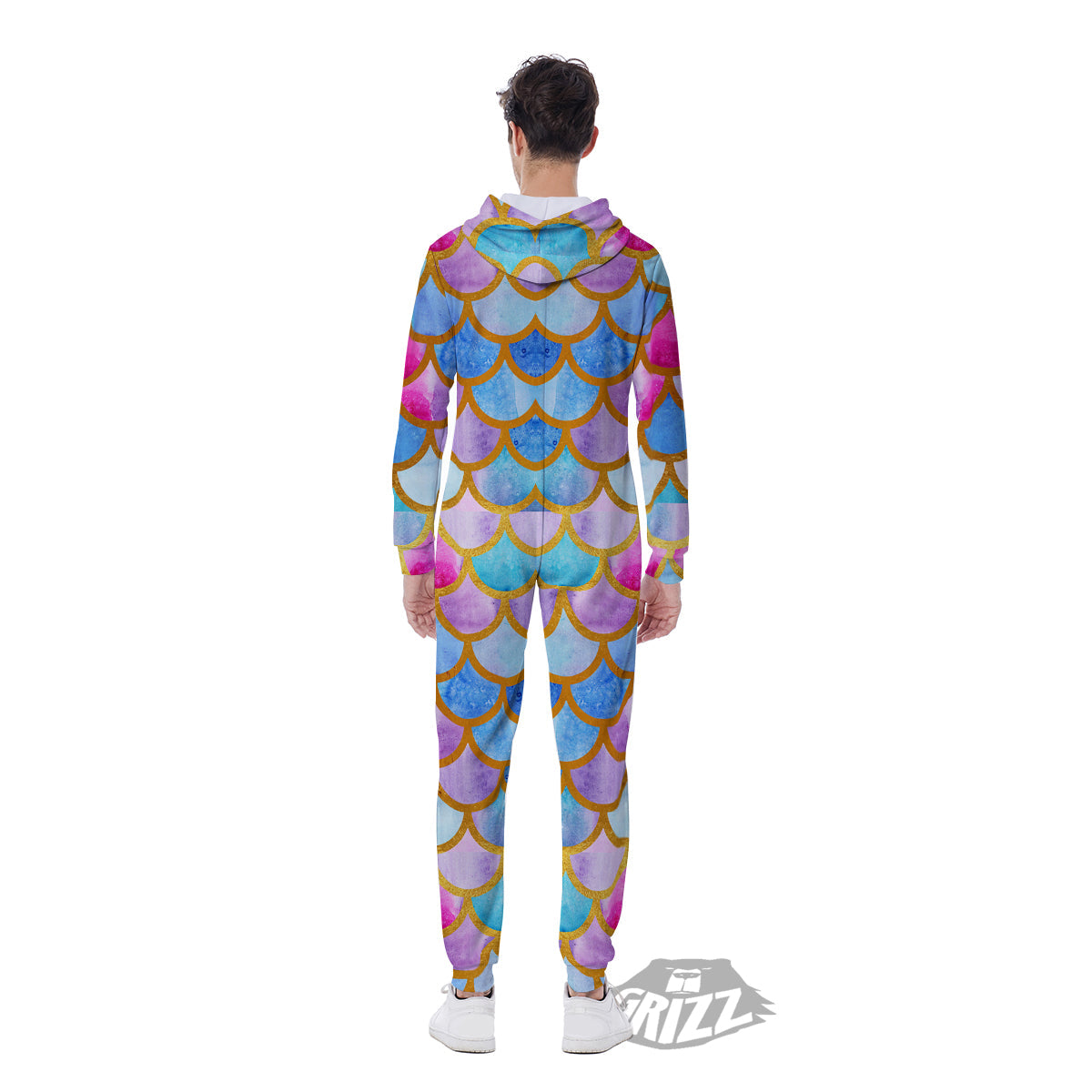 Mermaid Colorful Print Pattern Men's Jumpsuit-grizzshop