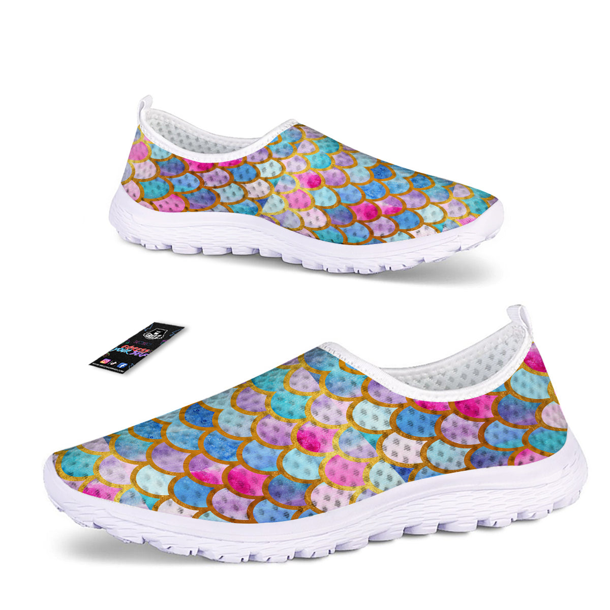 Mermaid Colorful Print Pattern Nurse Shoes-grizzshop