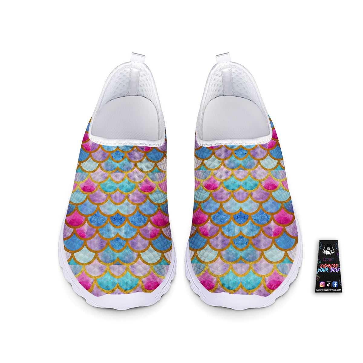 Mermaid Colorful Print Pattern Nurse Shoes-grizzshop