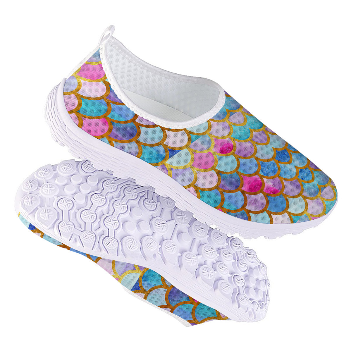 Mermaid Colorful Print Pattern Nurse Shoes-grizzshop