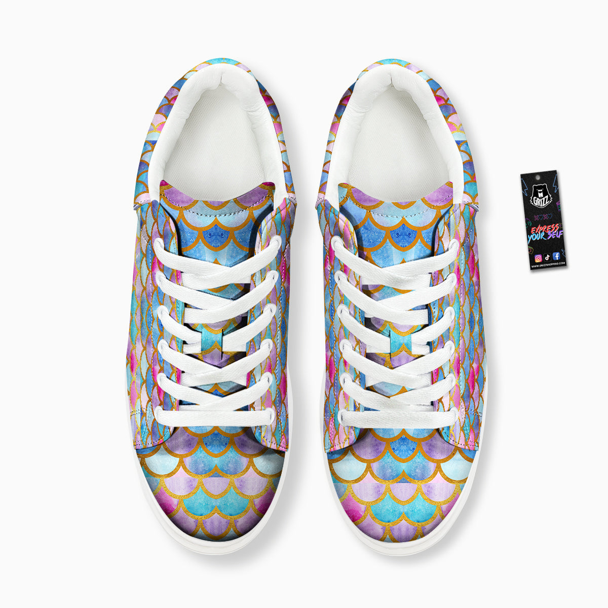 Mermaid Colorful Print Pattern Platform Shoes-grizzshop