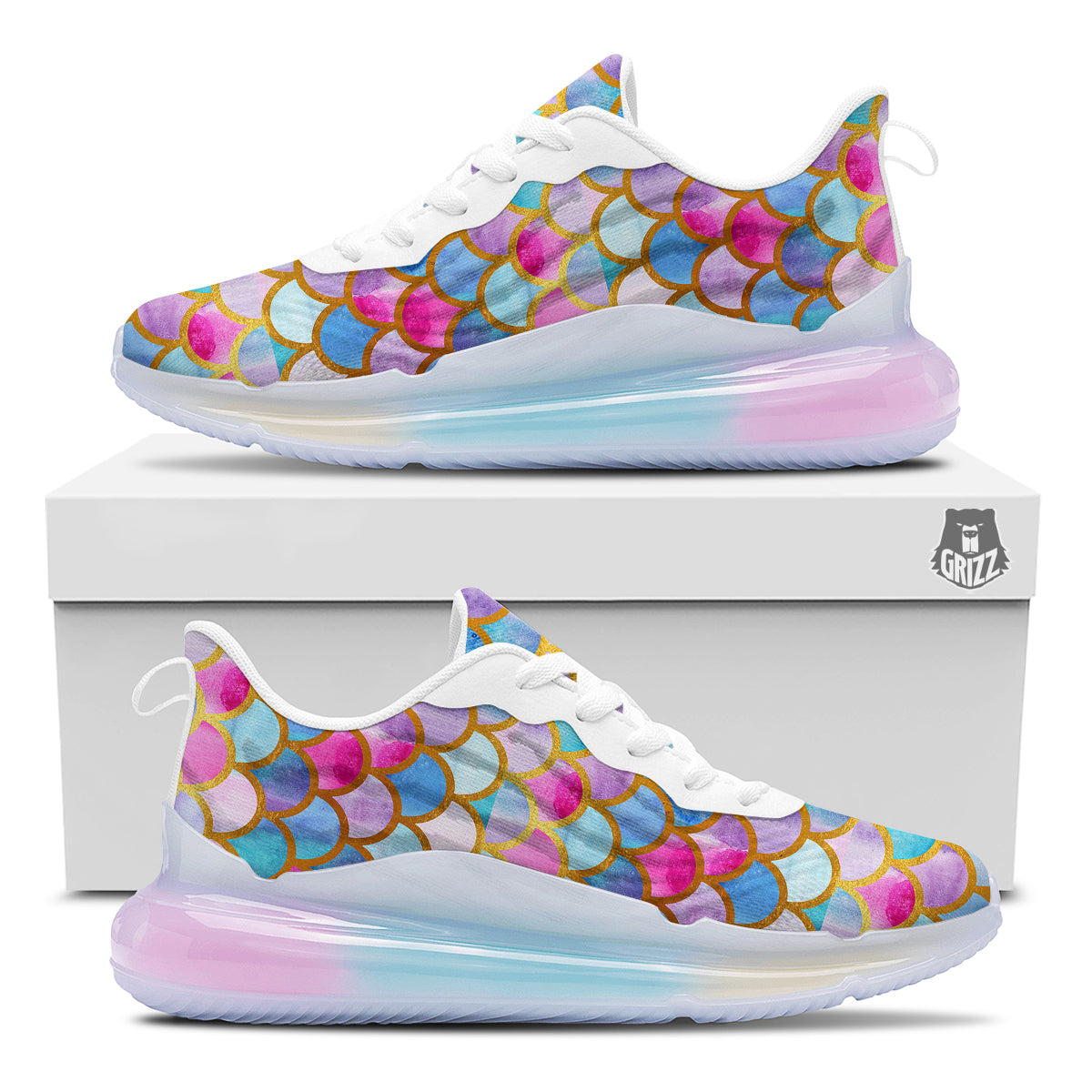 Mermaid Colorful Print Pattern Running Sneakers-grizzshop