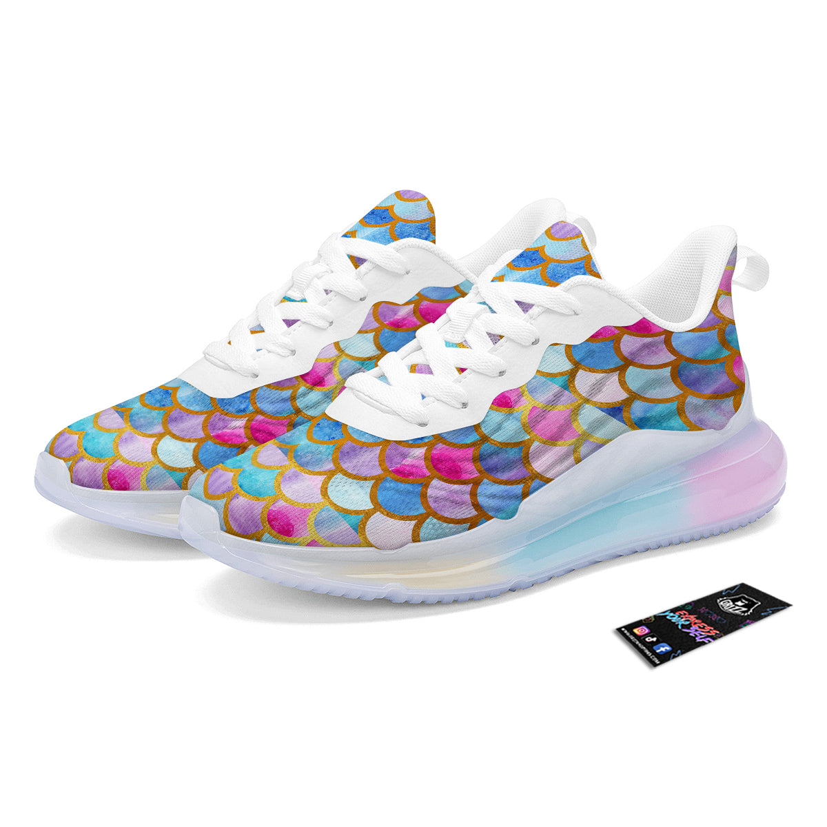Mermaid Colorful Print Pattern Running Sneakers-grizzshop