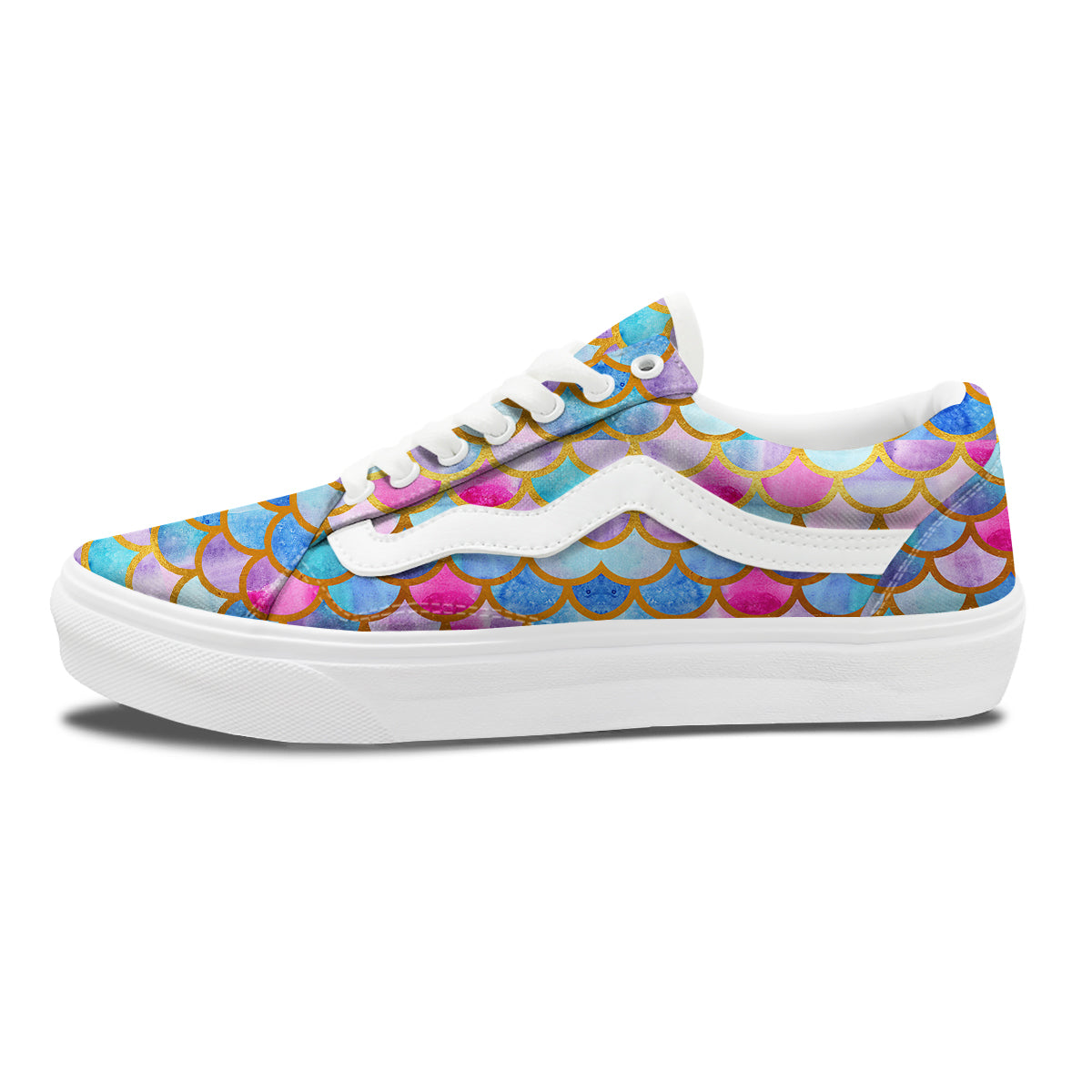 Mermaid Colorful Print Pattern Skate Shoes-grizzshop