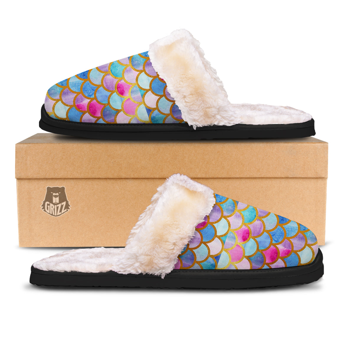 Mermaid Colorful Print Pattern Slippers-grizzshop