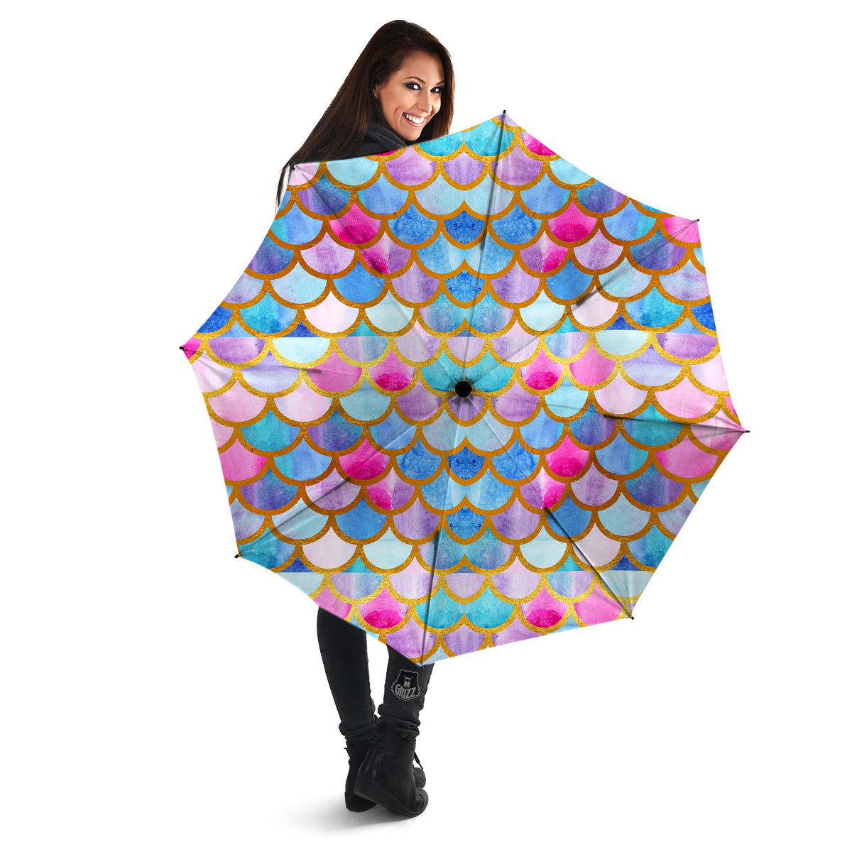 Mermaid Colorful Print Pattern Umbrella-grizzshop