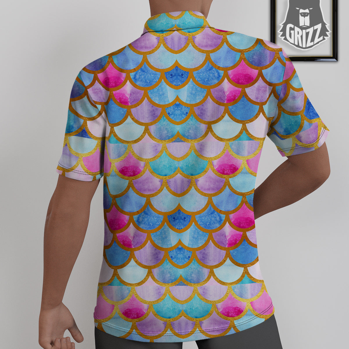 Mermaid Colorful Print Pattern Untucked Shirts-grizzshop