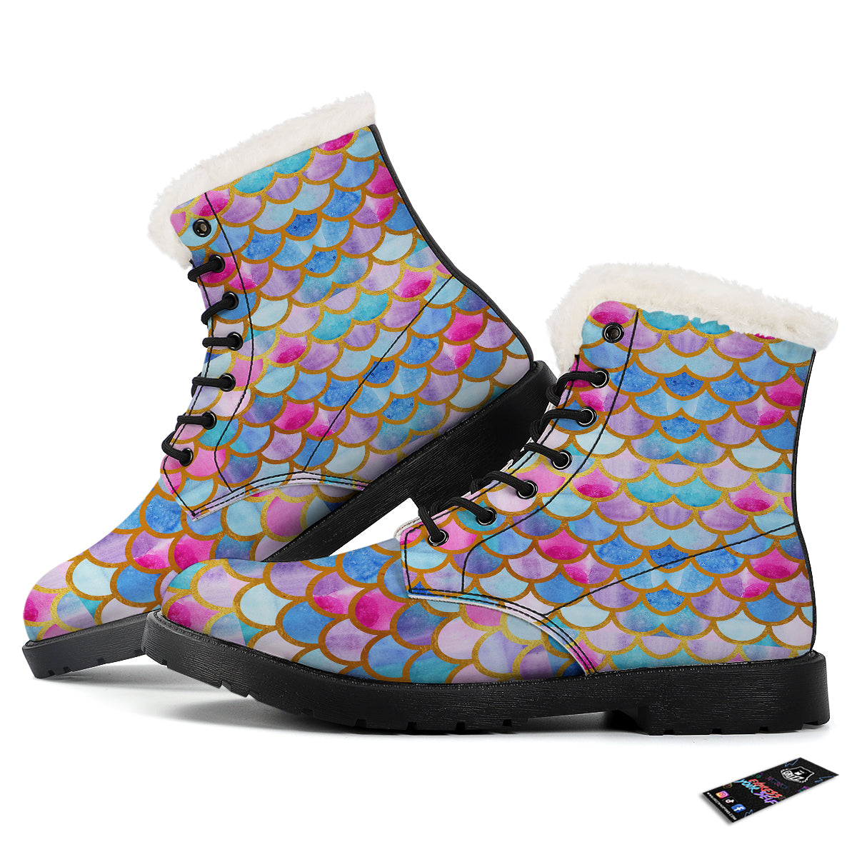 Mermaid Colorful Print Pattern Winter Boots-grizzshop