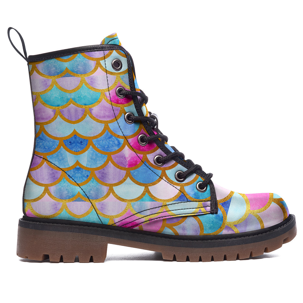 Mermaid Colorful Print Pattern Work Boots-grizzshop