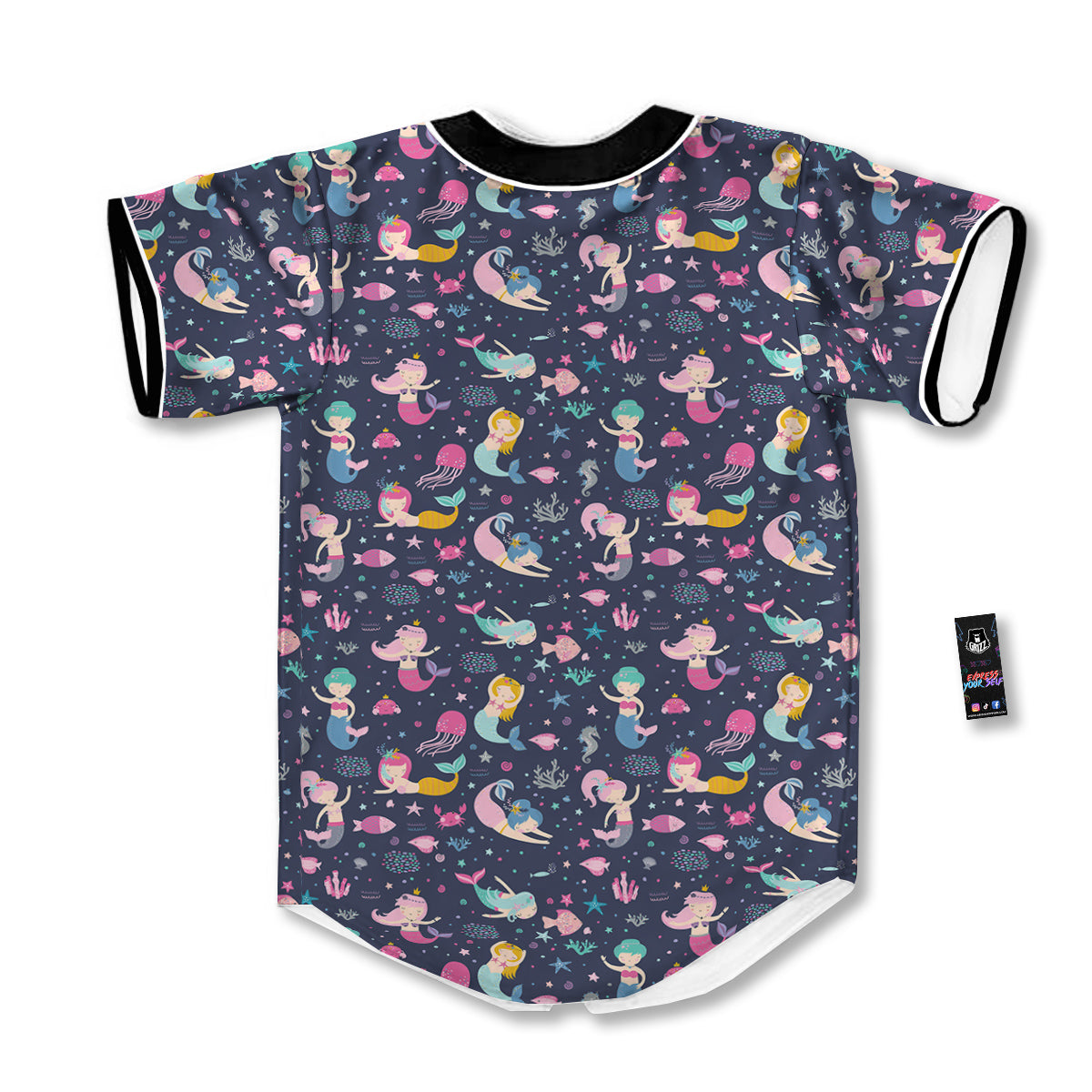 Mermaid Cute Print Pattern Baseball Jersey-grizzshop