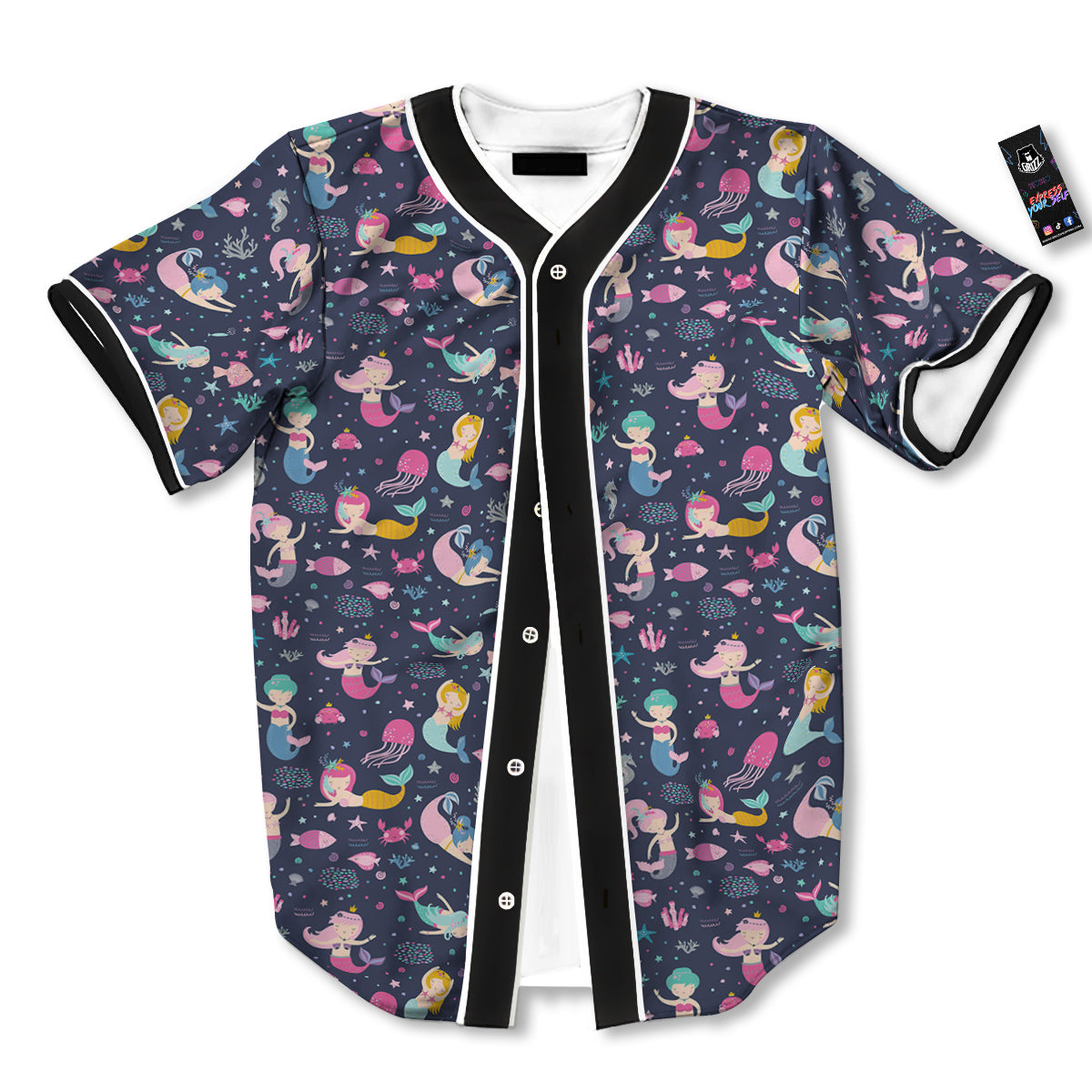 Mermaid Cute Print Pattern Baseball Jersey-grizzshop