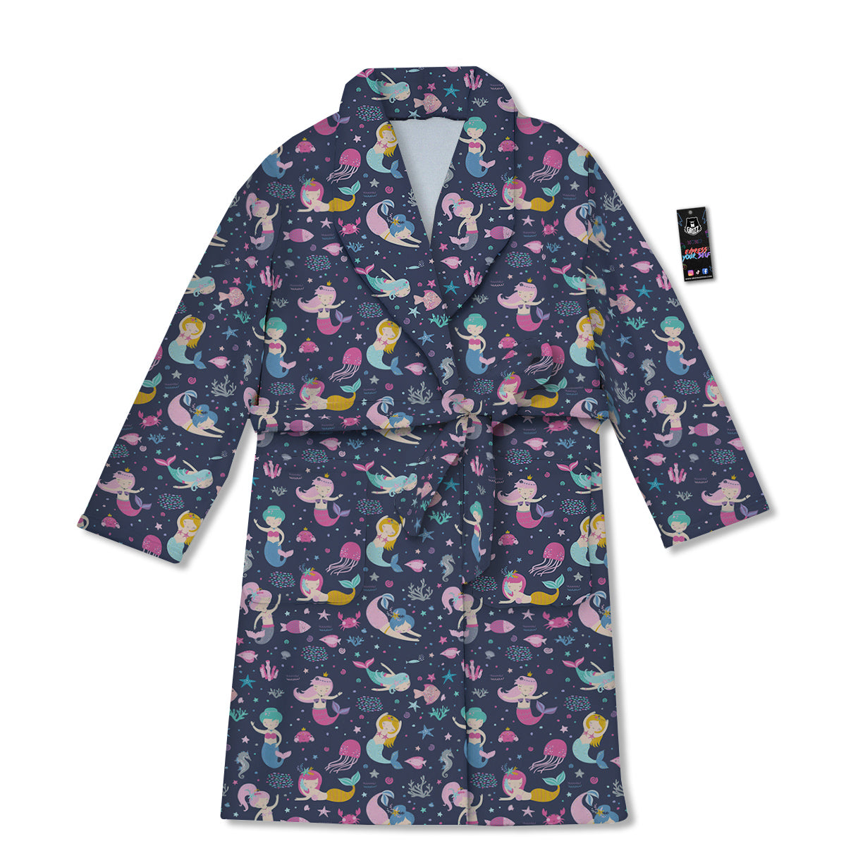 Mermaid Cute Print Pattern Bathrobe-grizzshop