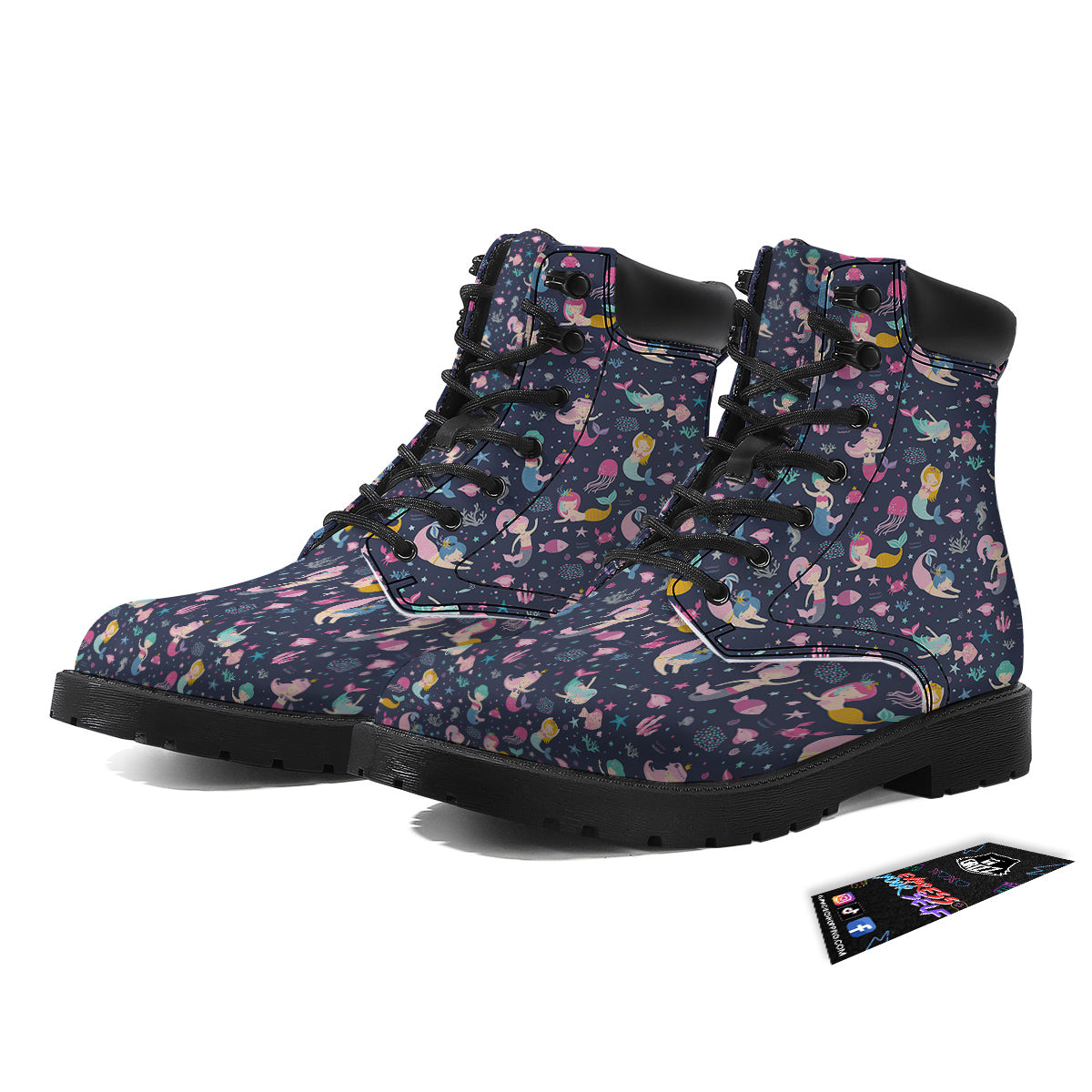Mermaid Cute Print Pattern Boots-grizzshop