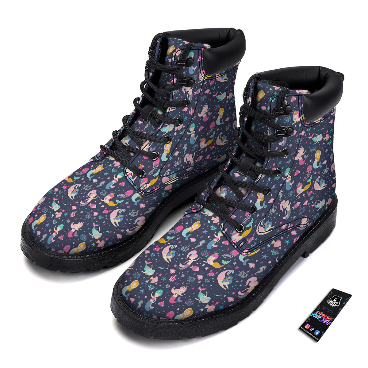 Mermaid Cute Print Pattern Boots-grizzshop