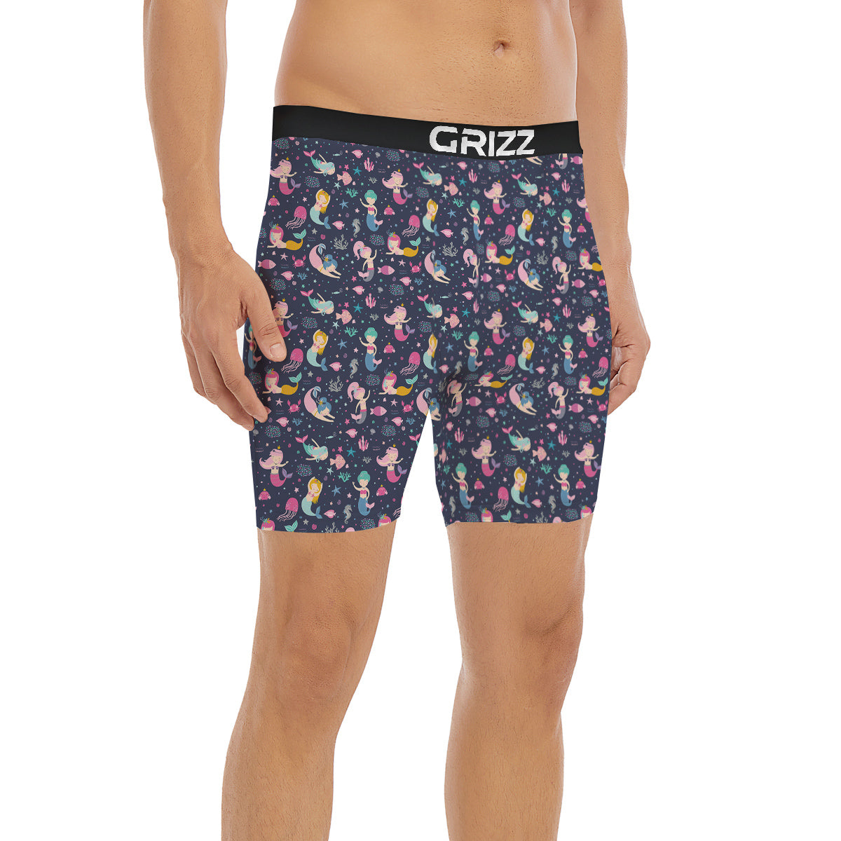 Mermaid Cute Print Pattern Boxer Briefs-grizzshop