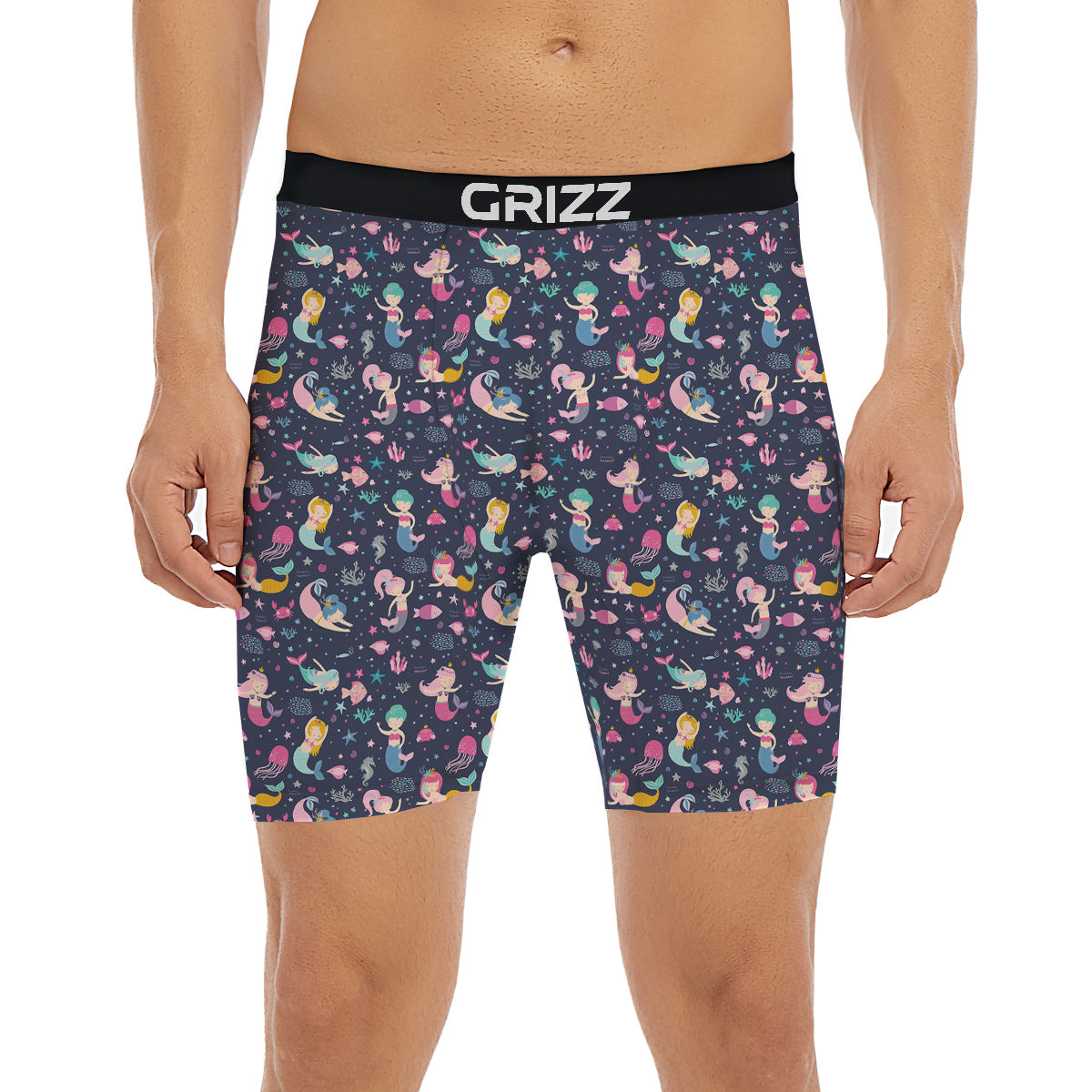 Mermaid Cute Print Pattern Boxer Briefs-grizzshop