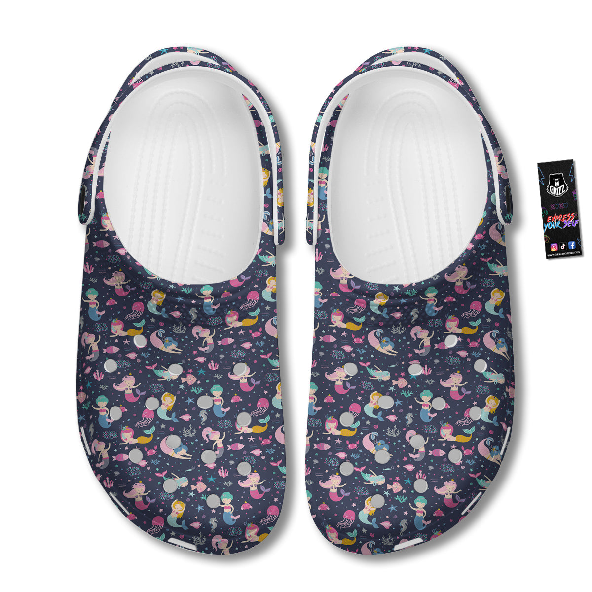 Mermaid Cute Print Pattern Clog-grizzshop