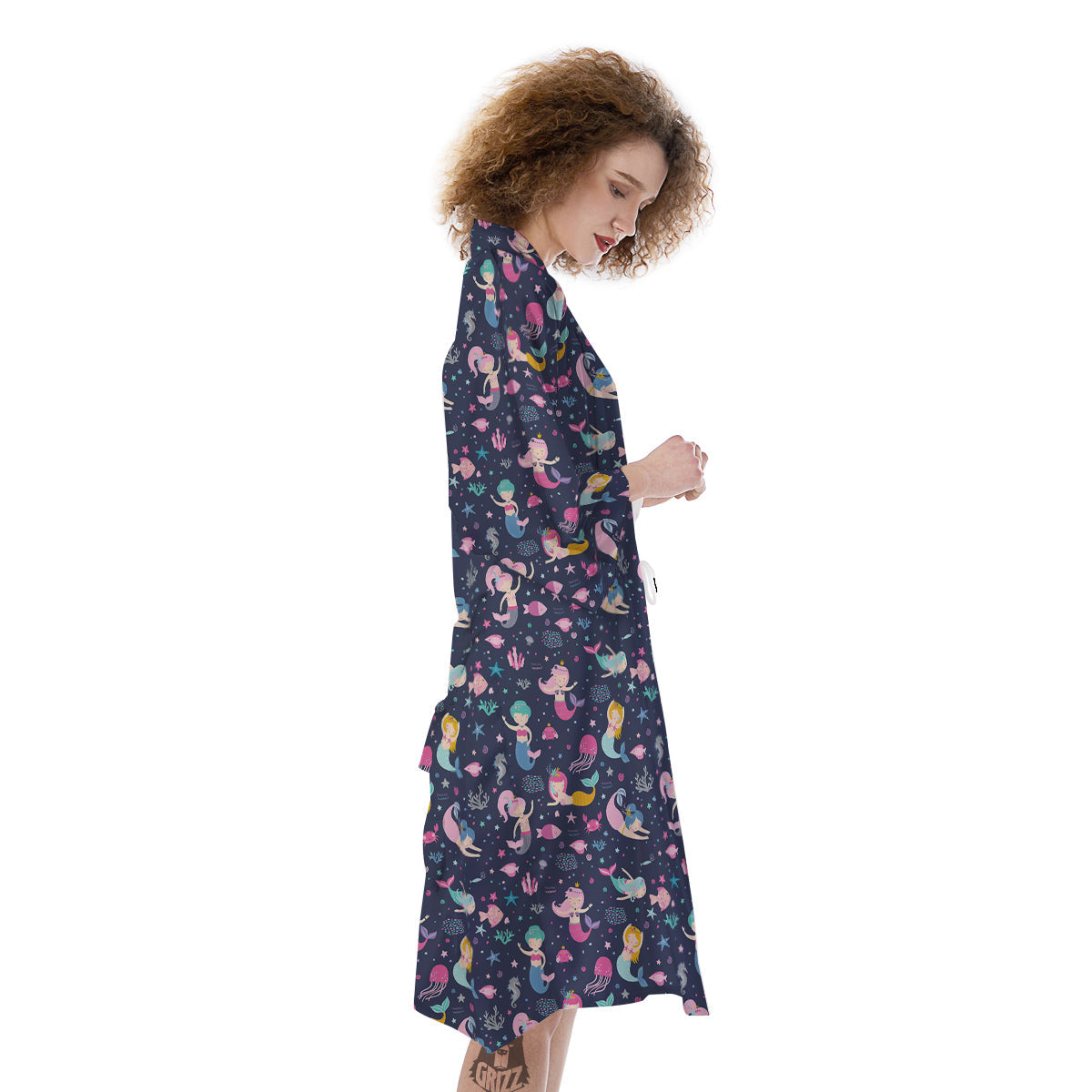 Mermaid Cute Print Pattern Kimono-grizzshop