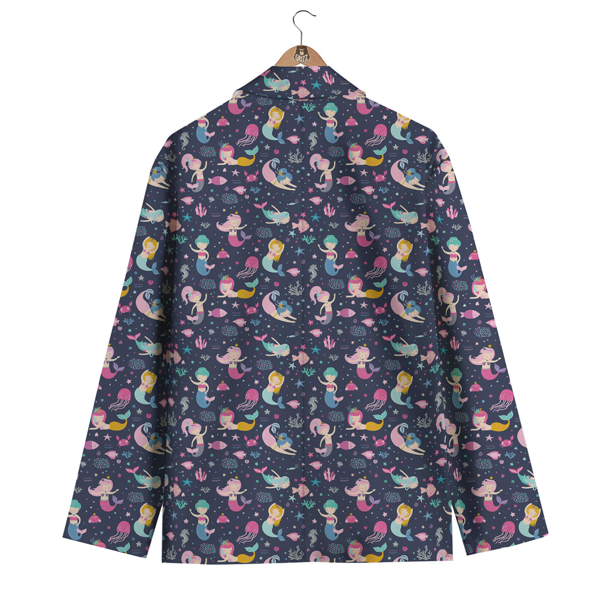 Mermaid Cute Print Pattern Men's Blazer-grizzshop