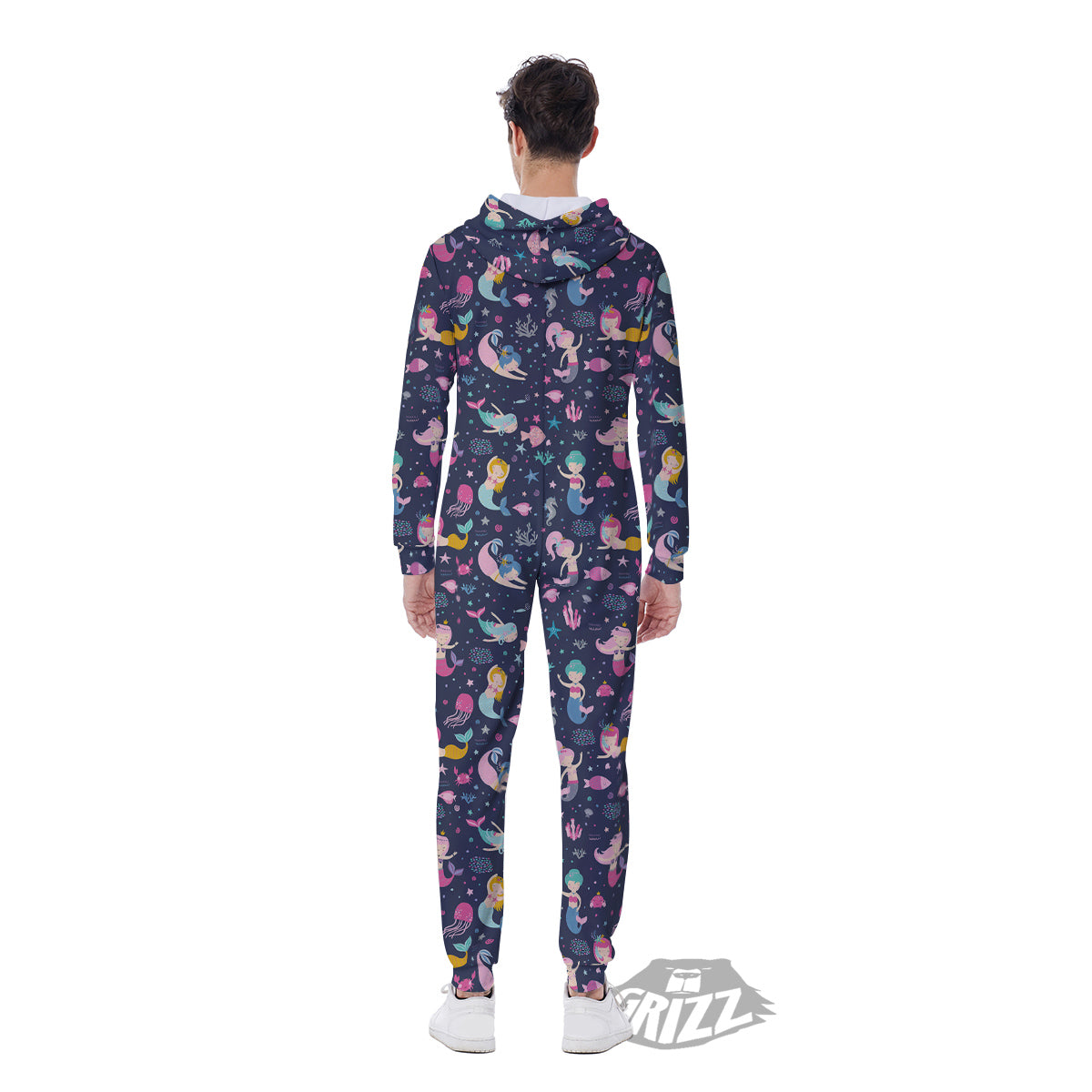 Mermaid Cute Print Pattern Men's Jumpsuit-grizzshop