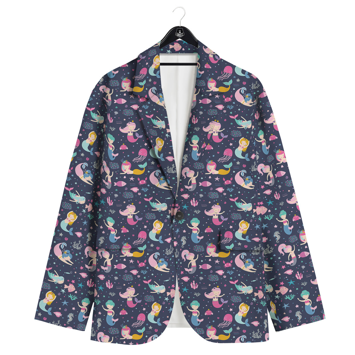 Mermaid Cute Print Pattern Men's Sport Coat-grizzshop