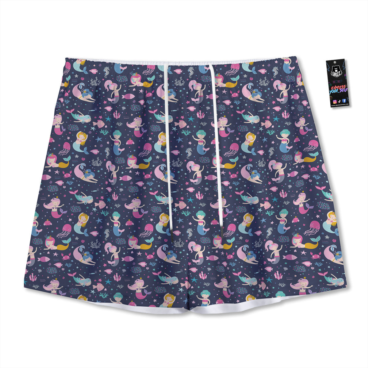 Mermaid Cute Print Pattern Mesh Shorts