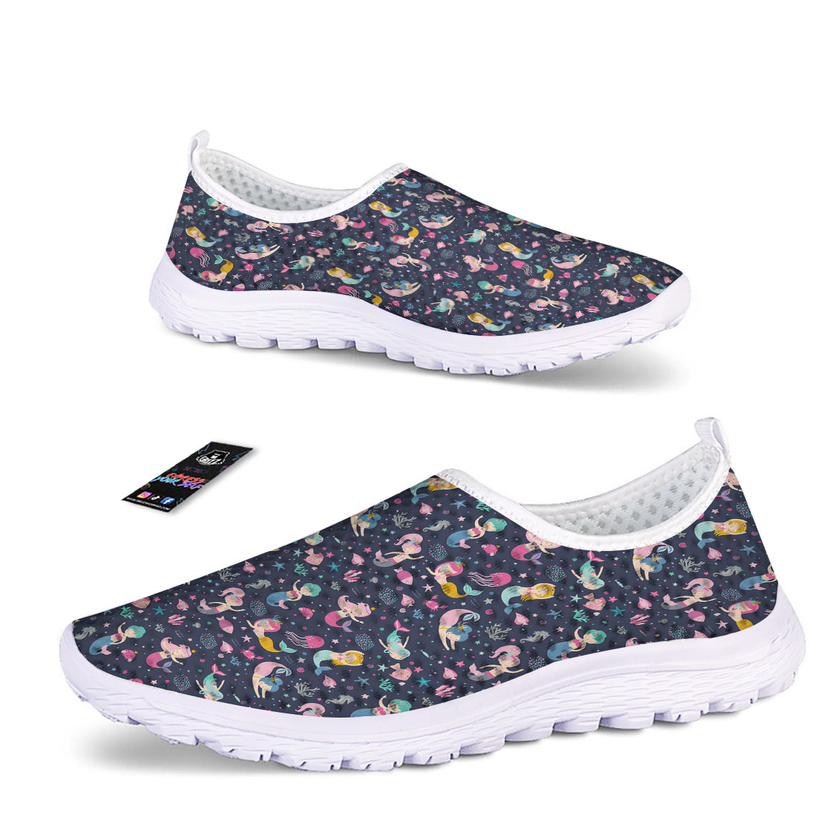 Mermaid Cute Print Pattern Nurse Shoes-grizzshop