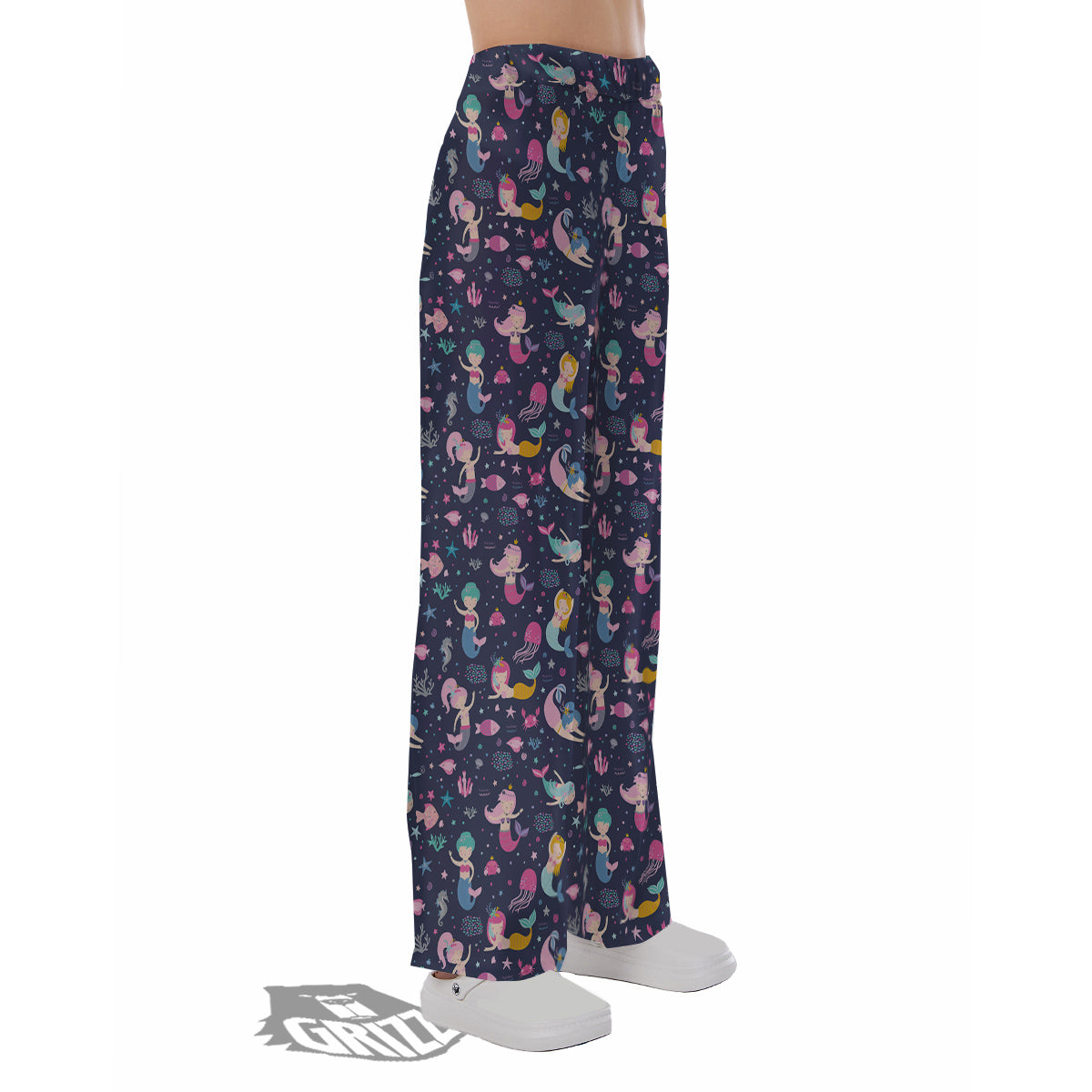 Mermaid Cute Print Pattern Pajama Pants-grizzshop