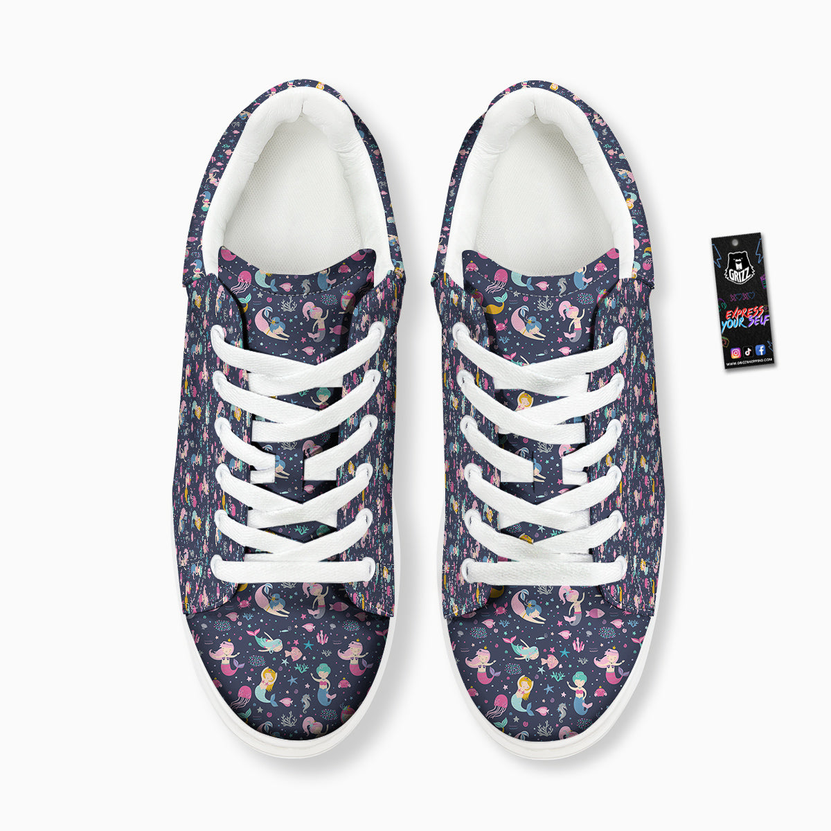 Mermaid Cute Print Pattern Platform Shoes-grizzshop
