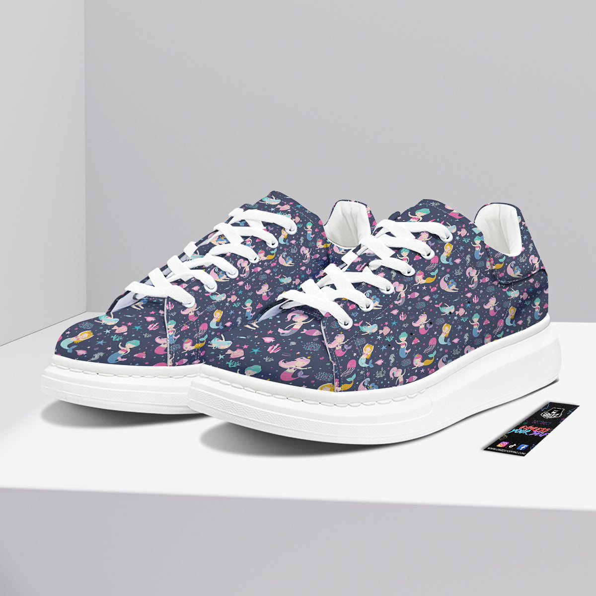 Mermaid Cute Print Pattern Platform Shoes-grizzshop