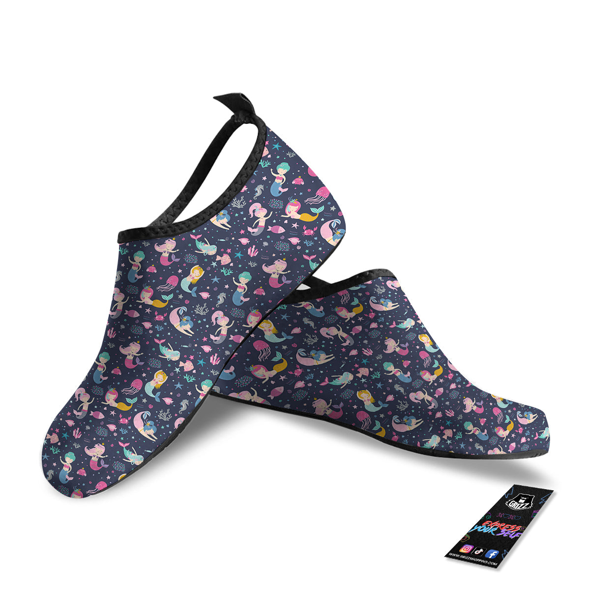 Mermaid Cute Print Pattern Water Shoes-grizzshop