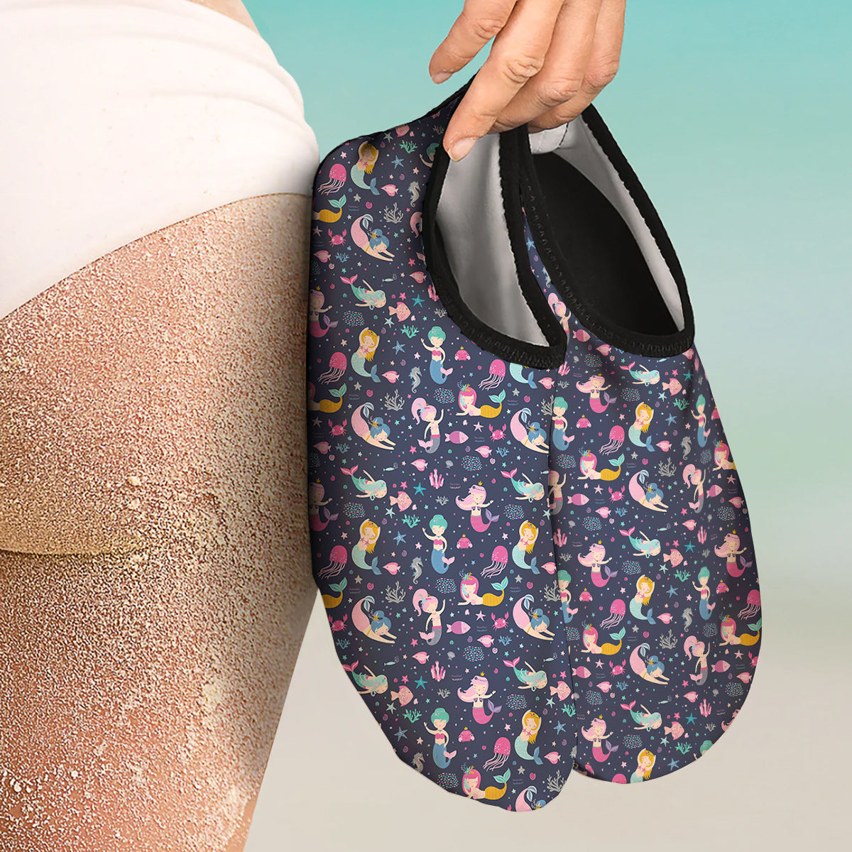 Mermaid Cute Print Pattern Water Shoes-grizzshop