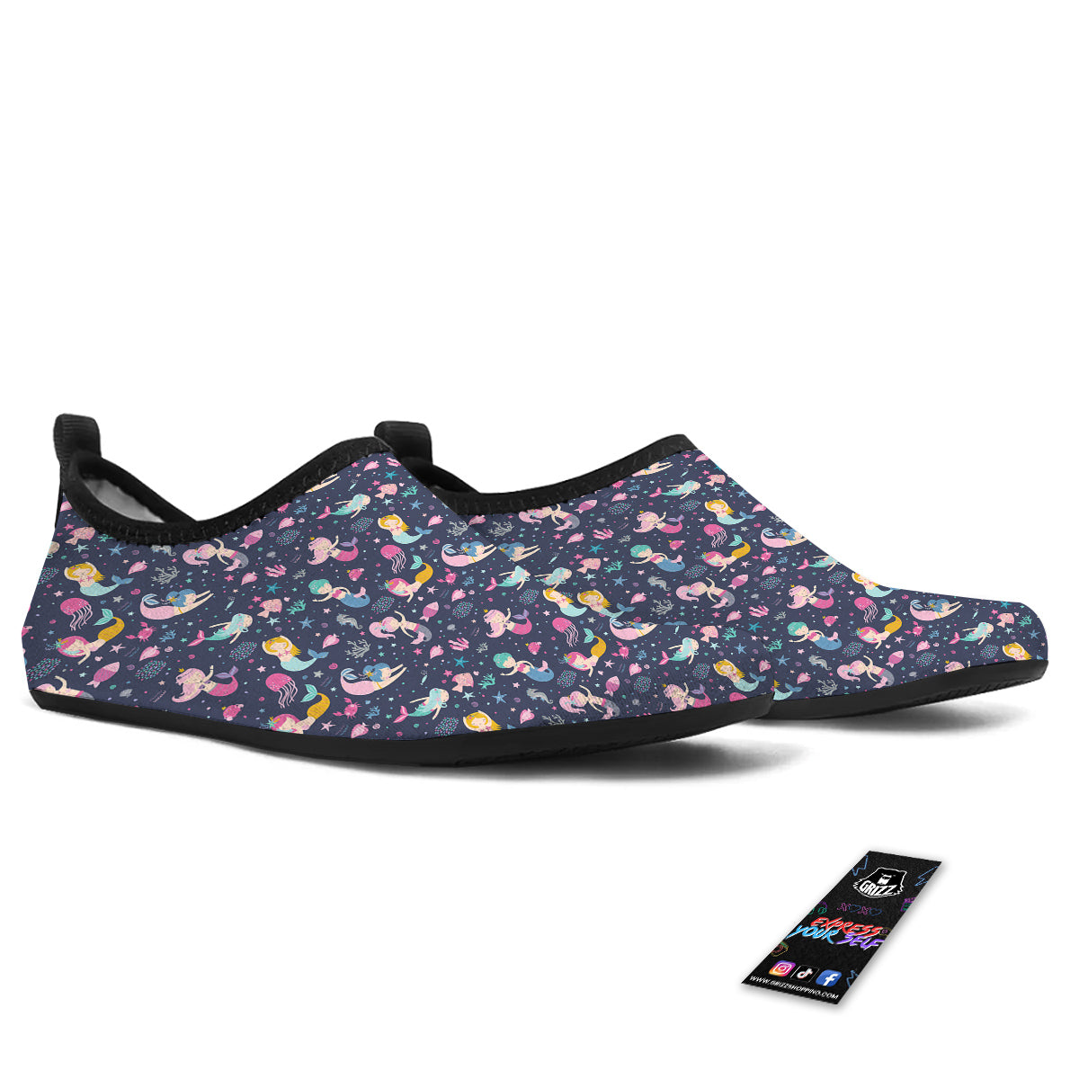 Mermaid Cute Print Pattern Water Shoes-grizzshop