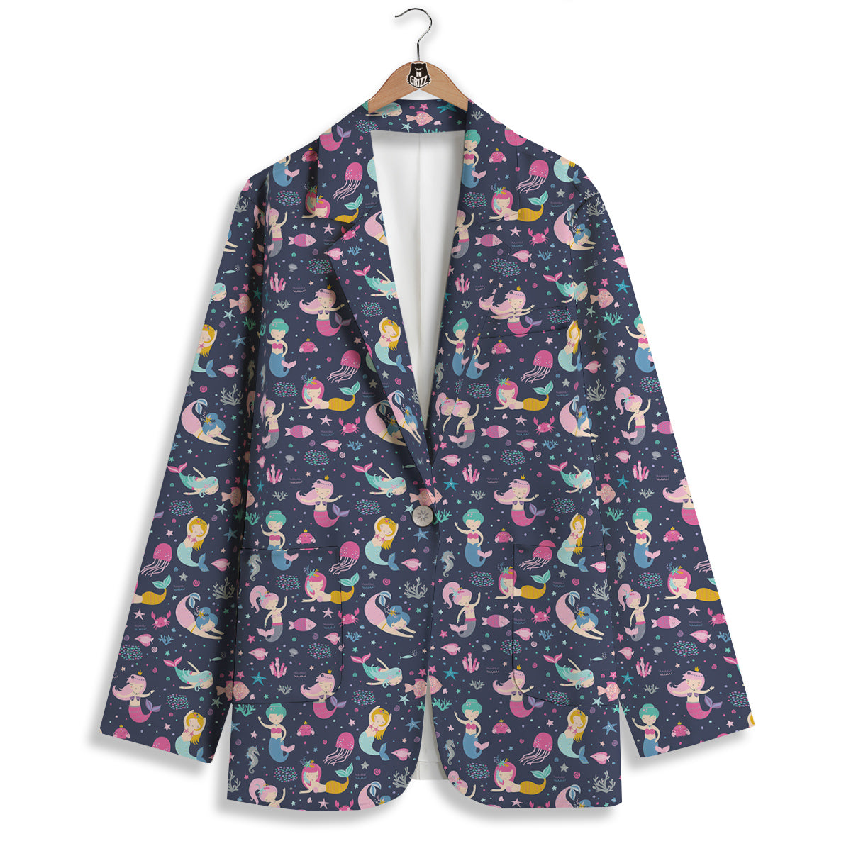 Mermaid Cute Print Pattern Women's Blazer-grizzshop