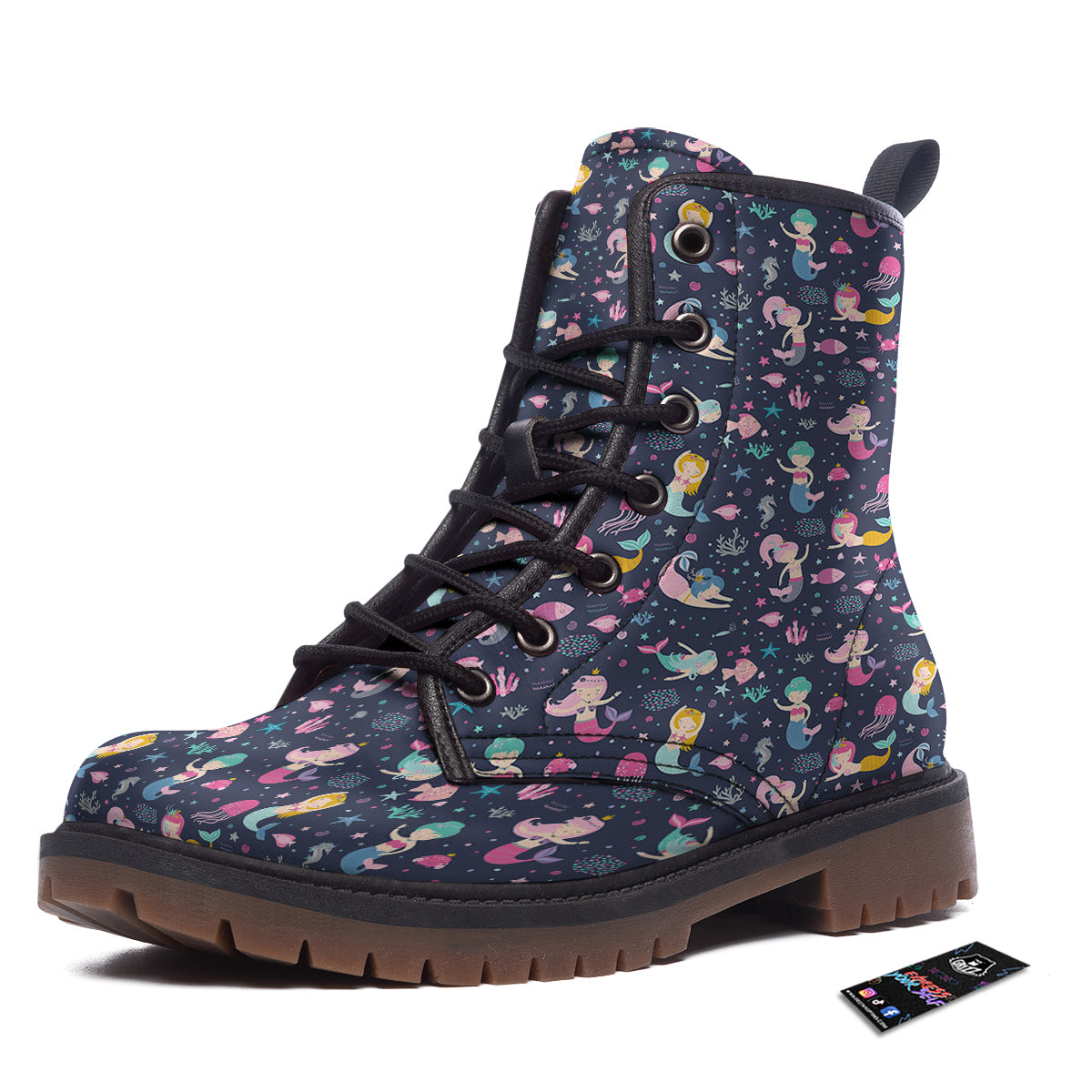 Mermaid Cute Print Pattern Work Boots-grizzshop